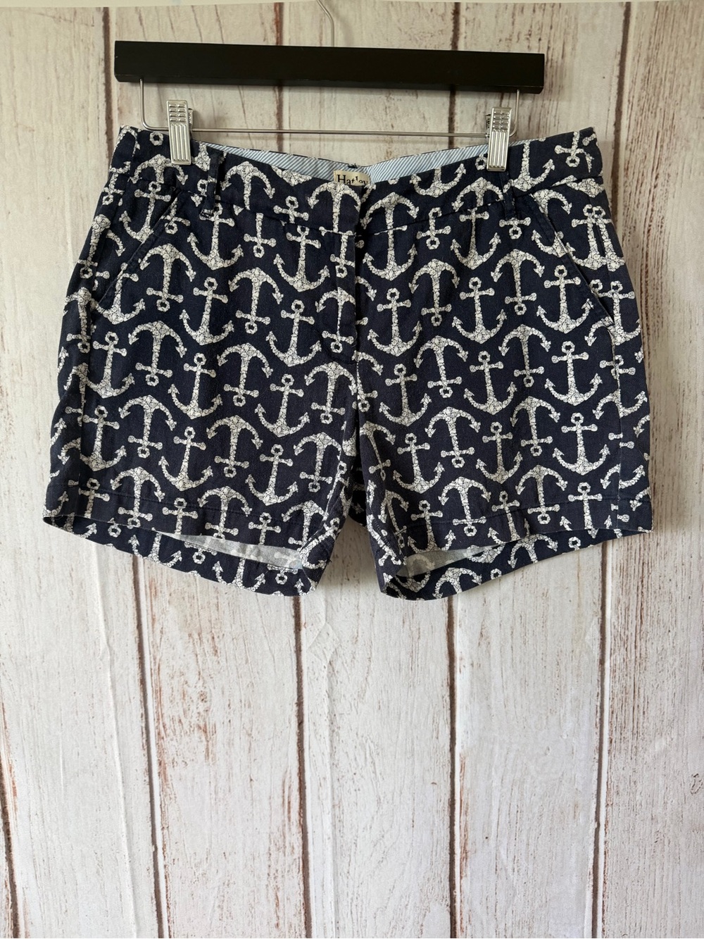 Hatley Navy Anchor Print 100% Cotton Shorts Size 6